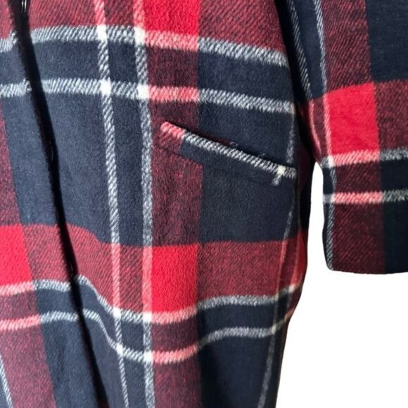 ASOS Liquorish Boxy Straight Coat in Red Navy Check Size 6 EUC - Picture 7 of 13